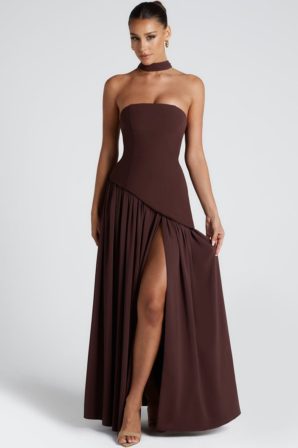 Color Block Flowy Tie Bustier Formal Dress image 7
