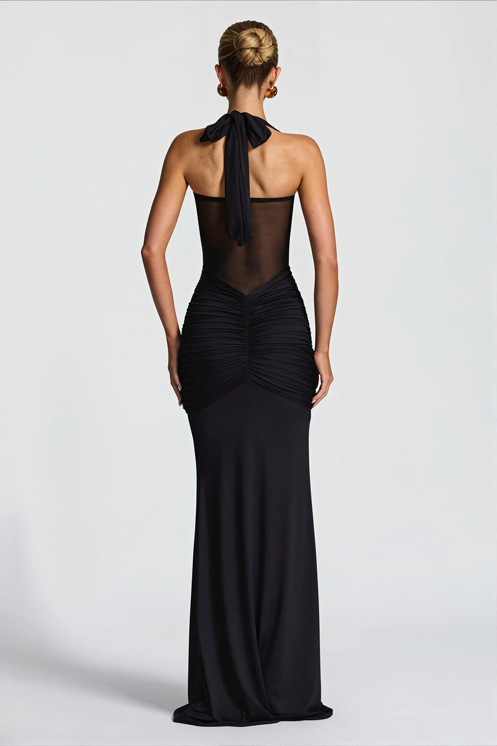 Sheer Mesh Sash Bodycon Maxi Dress image 5