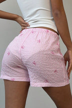 Casual Pink Stripe Wide Leg Shorts image 3