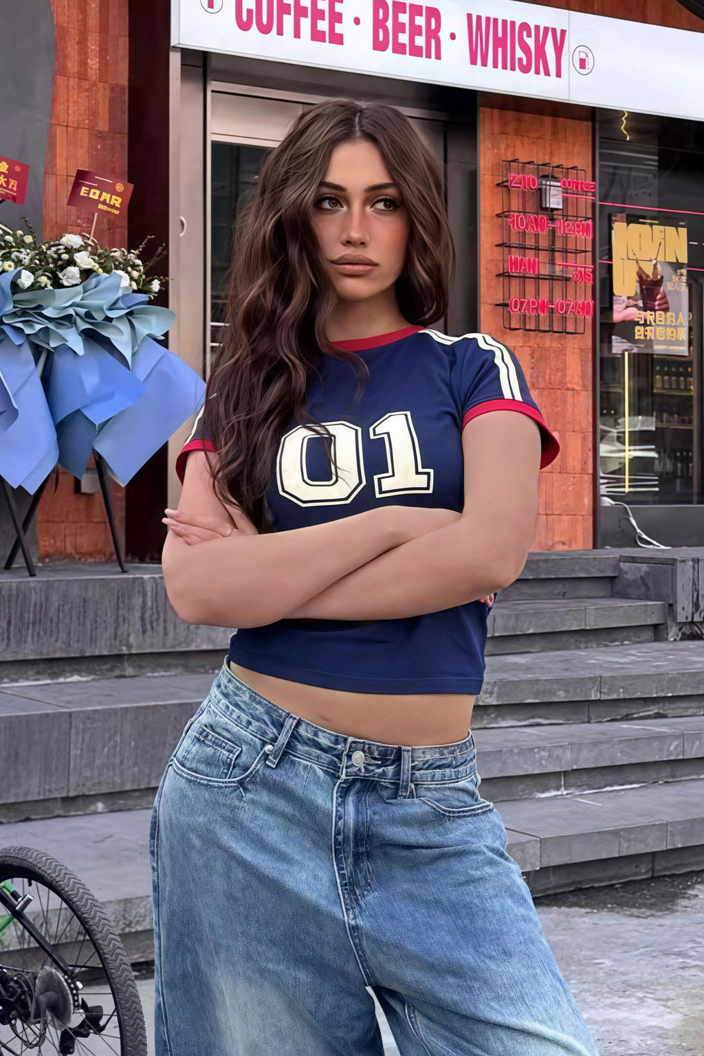 Sporty Color Block Number Print Slim T-shirt image 3