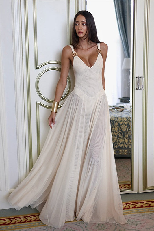 Sexy Backless Mesh Cami Maxi Dress image 1