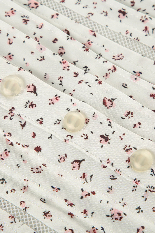 Vintage Floral Tie Buttoned Puff Sleeve Blouse image 4