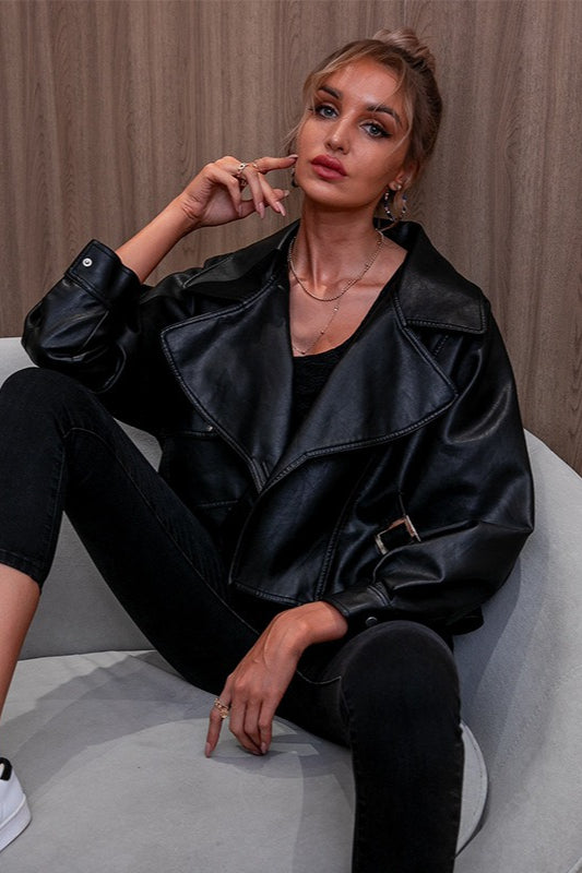 PU Leather Long Sleeve Jacket image 3