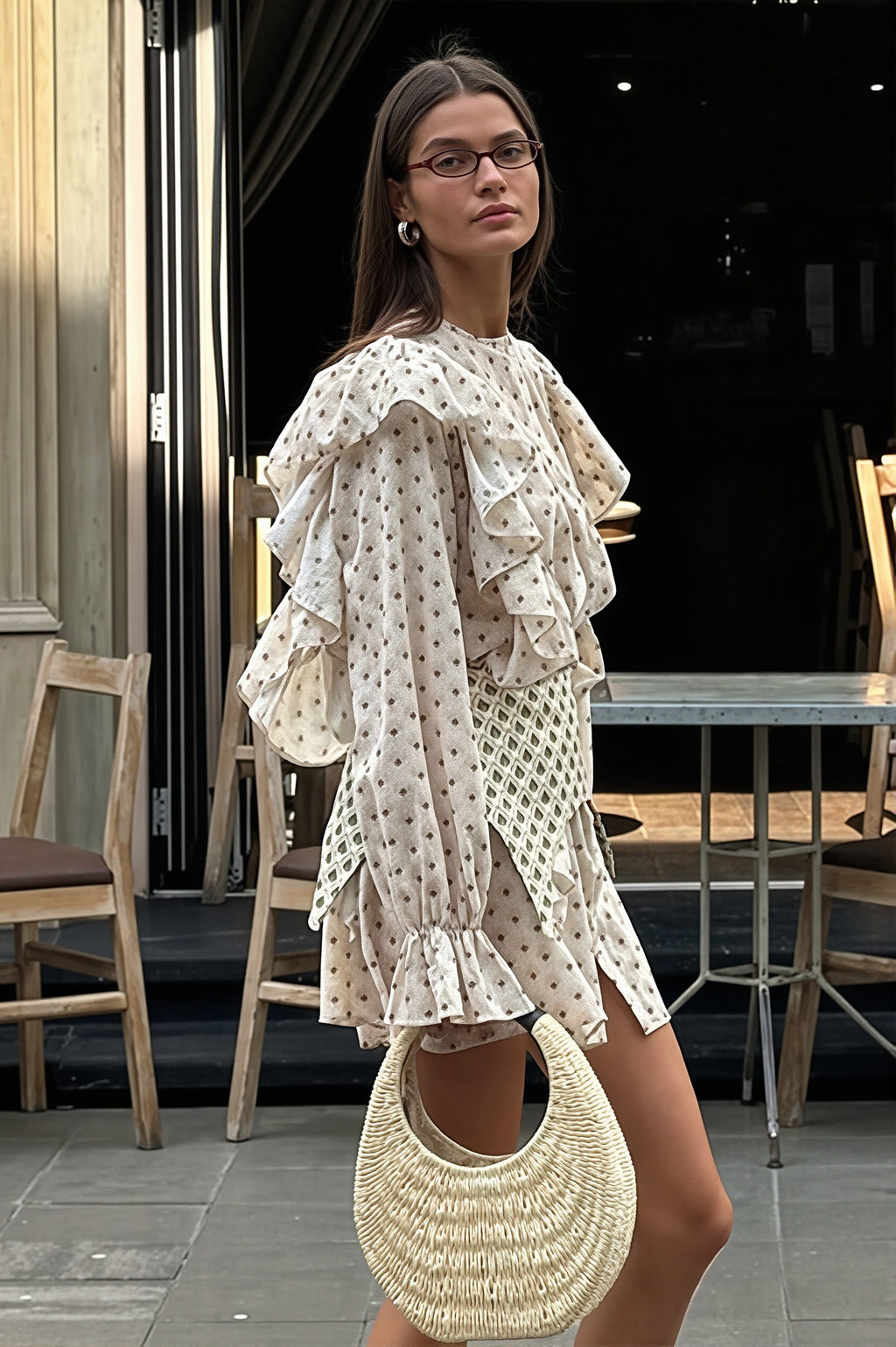 Ruffled Flare Sleeve Printed Mini Dress image 4