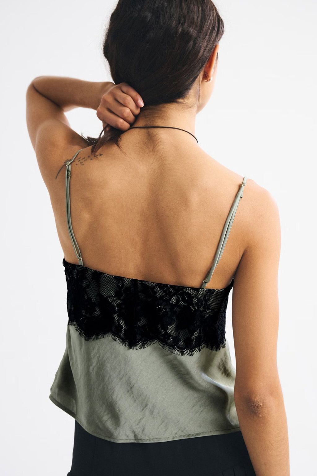 Lace Color Block Satin Backless Cami Top image 6