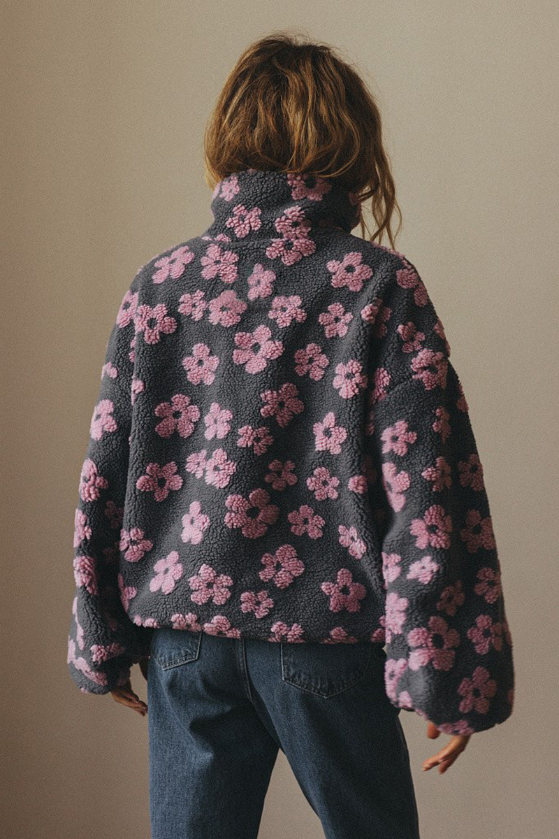 Floral Fleece Warm Fuzzy Sweatshirt image 3