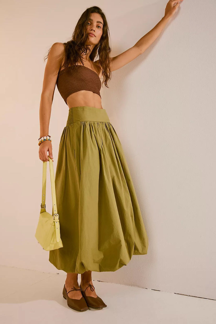Pocketed Ruched Elastic Waist Balloon Skirt image 5