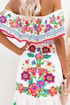 Ruffle Off Shoulder Bright Long Boho Dress image 4