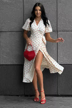 Cotton Print Tie Puff Sleeve Midi Dress image 5