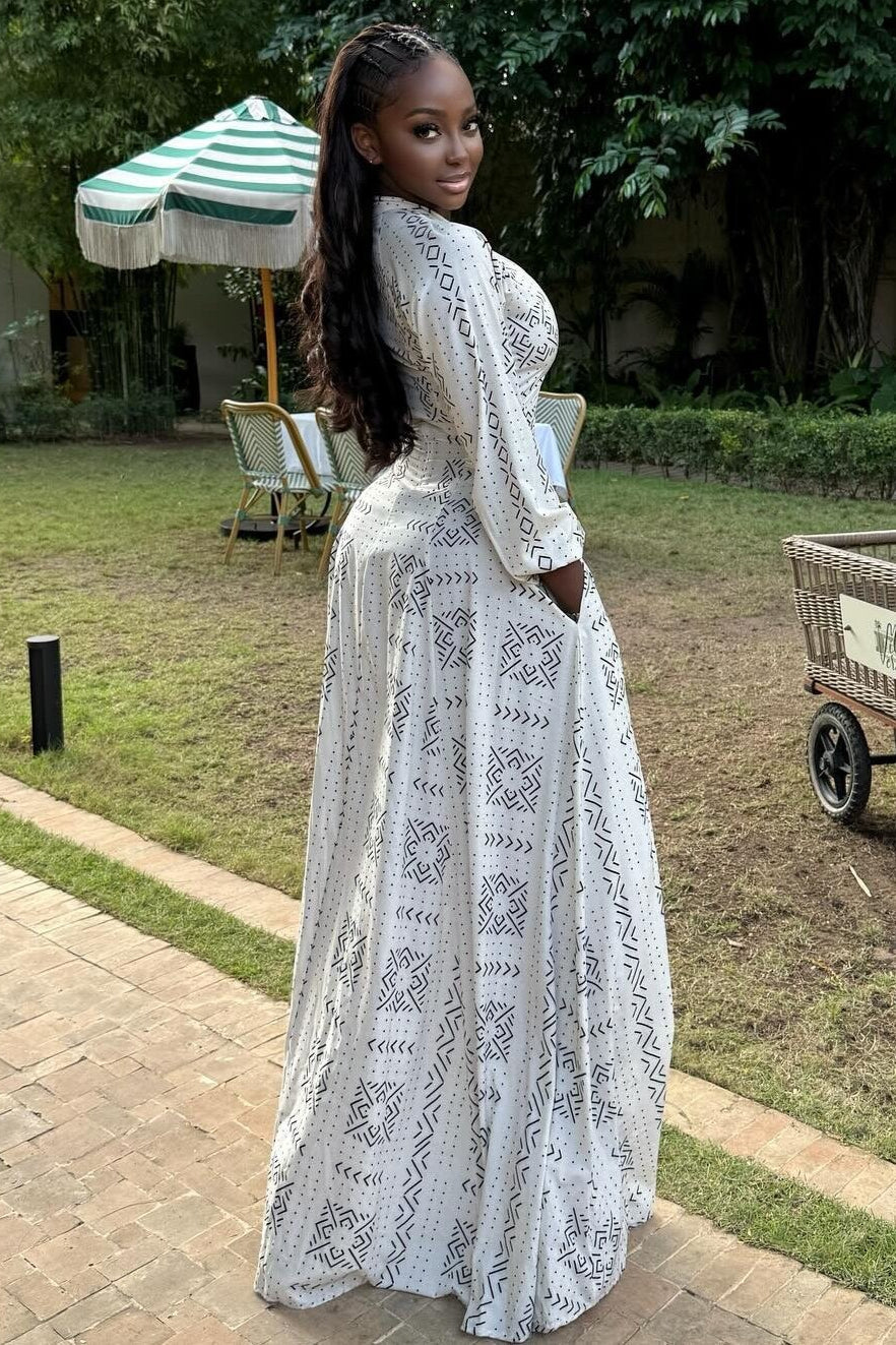 Casual Stand Collar Button Maxi Dress image 4