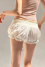 Low Waist Tie Plaid Print Tulip Shorts image 2