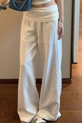Solid Simple Fold Waist Casual Pants image 1