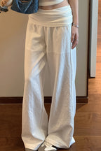 Solid Simple Fold Waist Casual Pants image 1