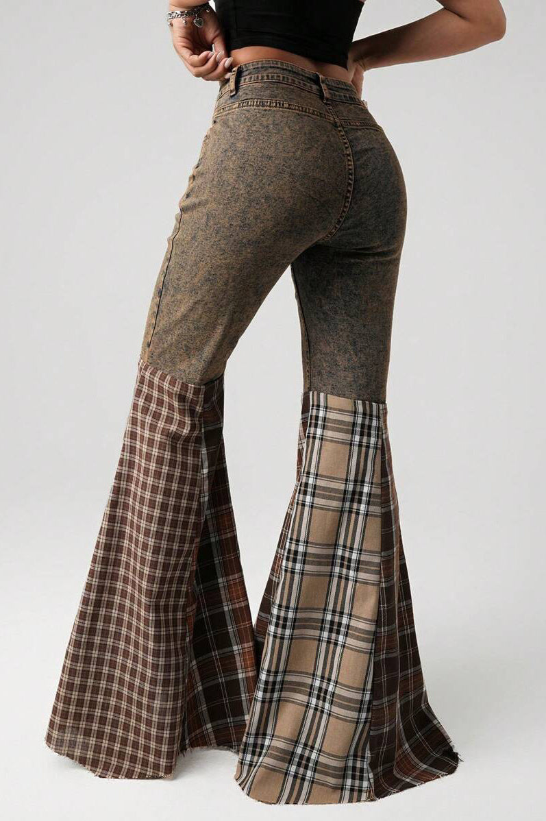 Plaid Patch High Waist Flare Jean image 5