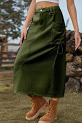 Vintage High-Waist Denim Cargo Midi Skirt image 7
