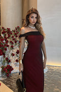 Off-Shoulder Mesh Colorblock Bodycon Party Dress image 1