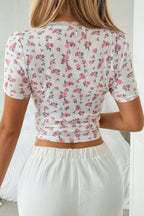 Casual Cropped Floral Lace Blouse image 3