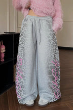Retro Leopard Letter Embroidered Loose Pants image 4