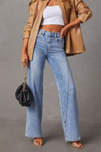 Washed Street Style Wide Leg Jeans image 1