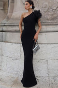 Elegant Feather One Shoulder Party Dress image 2