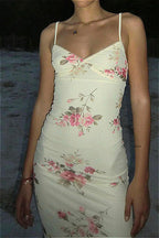 Slim V Neck Spaghetti Strap Maxi Floral Dress image 3