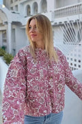 Floral Print Crew Neck Padded Coat image 1