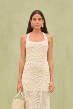 Elegant Knitted Sleeveless Floral Dress image 1