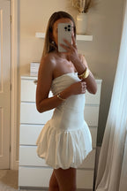 Sexy Color Block Strapless Balloon Hem Mini Dress image 3