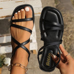 Elise Flat Sandals detail view styled for Avrienne