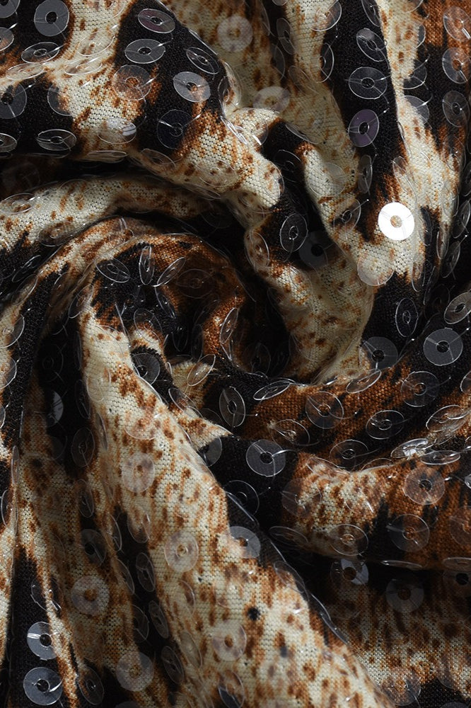 Leopard Sequin Double Layer Stretch Skirt image 5