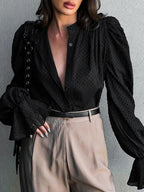Jacquard Puff Sleeve Blouse image 5