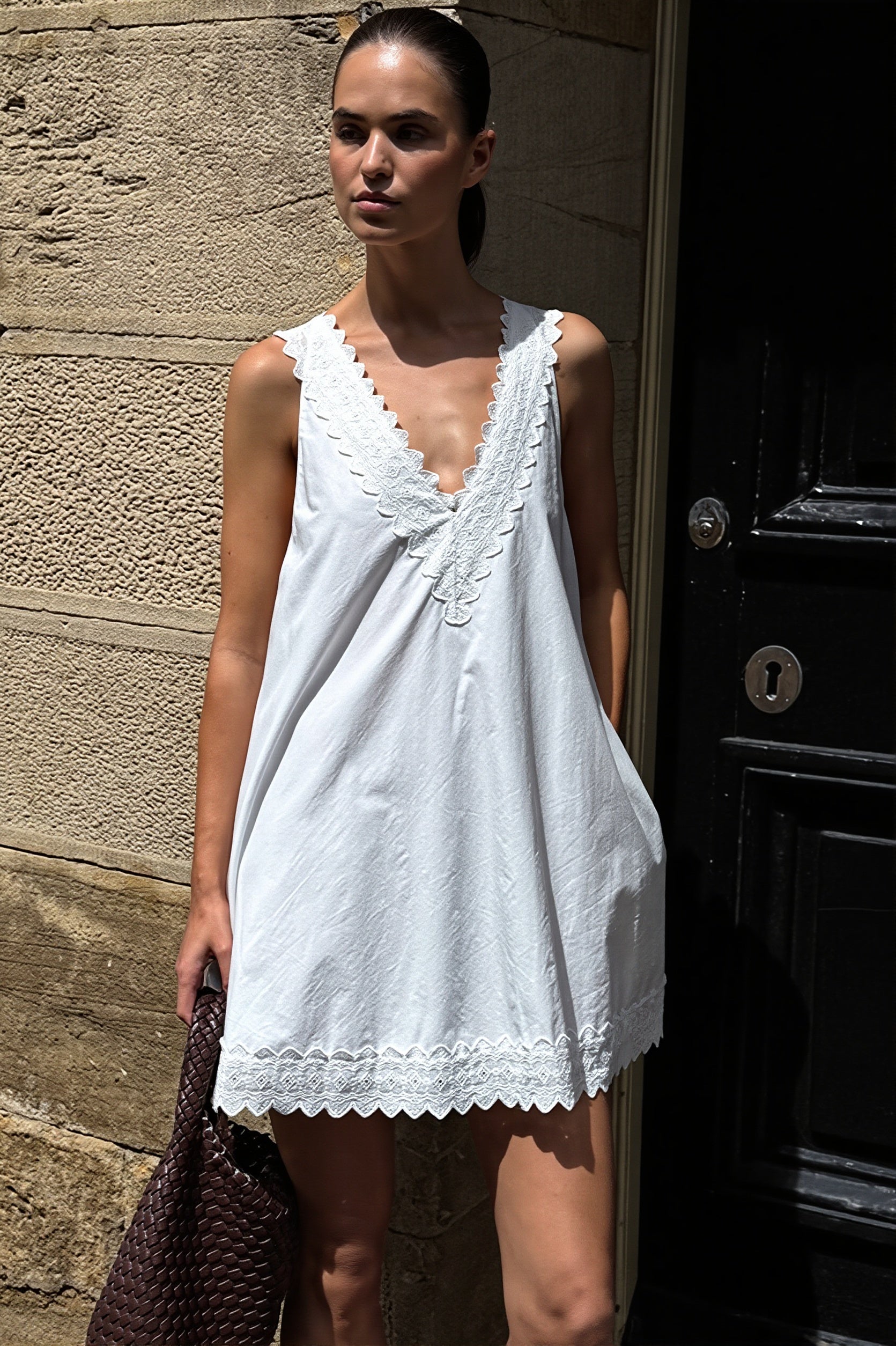 Chic Pure Cotton Spaghetti Strap Mini Dress image 1