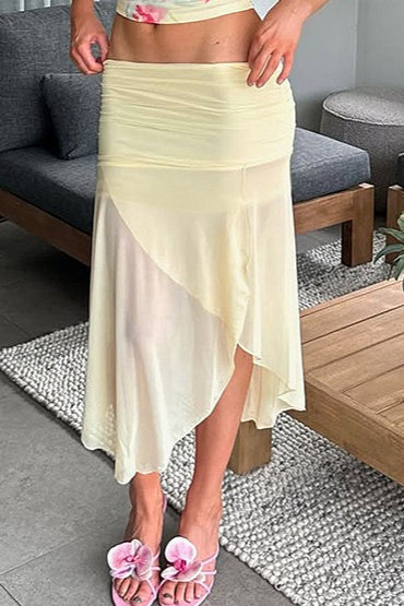 Sheer Floral Print Low-Waist Skirt image 2