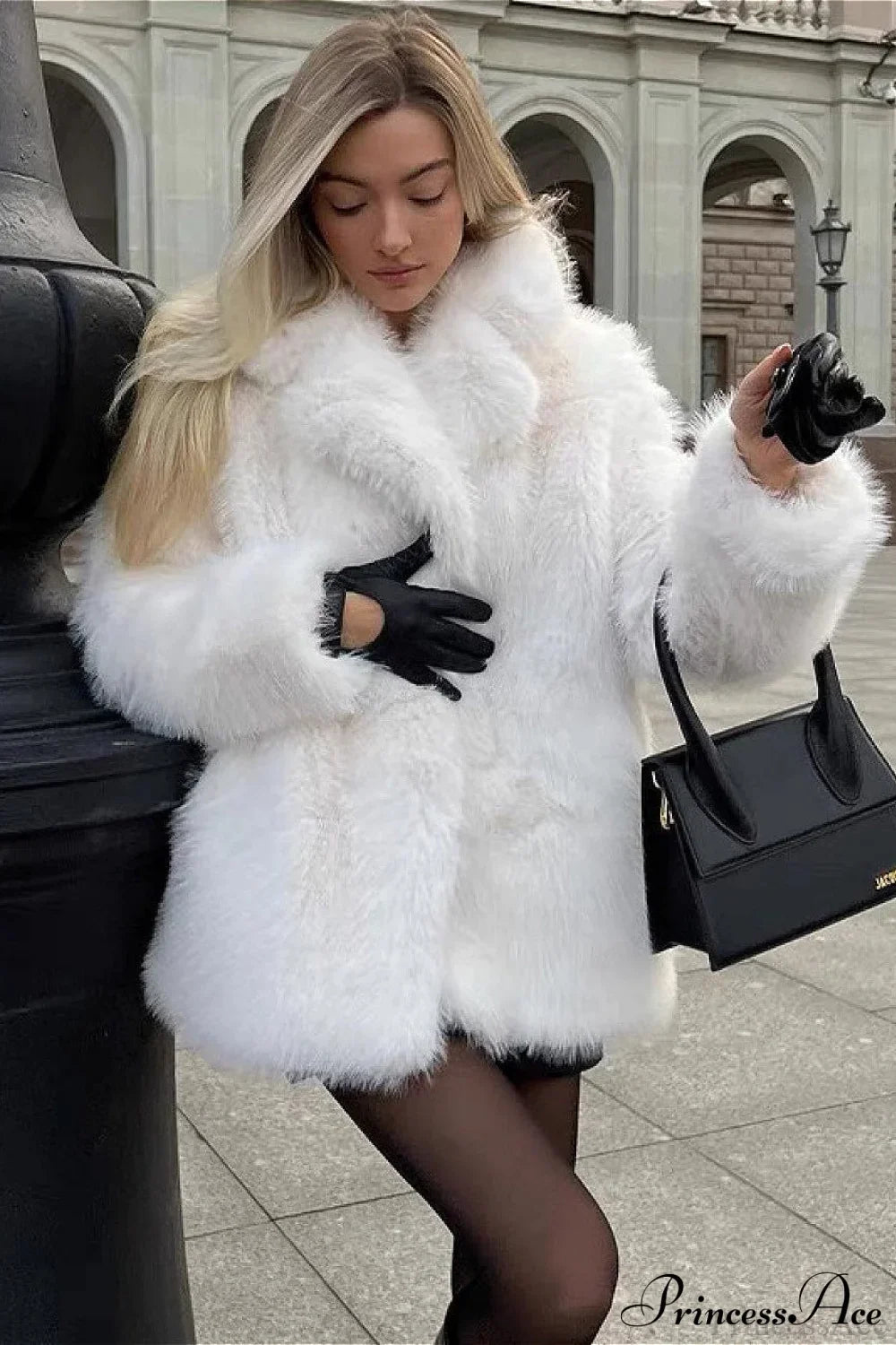 Eco Faux Fur Solid Chic Cropped Coat image 2