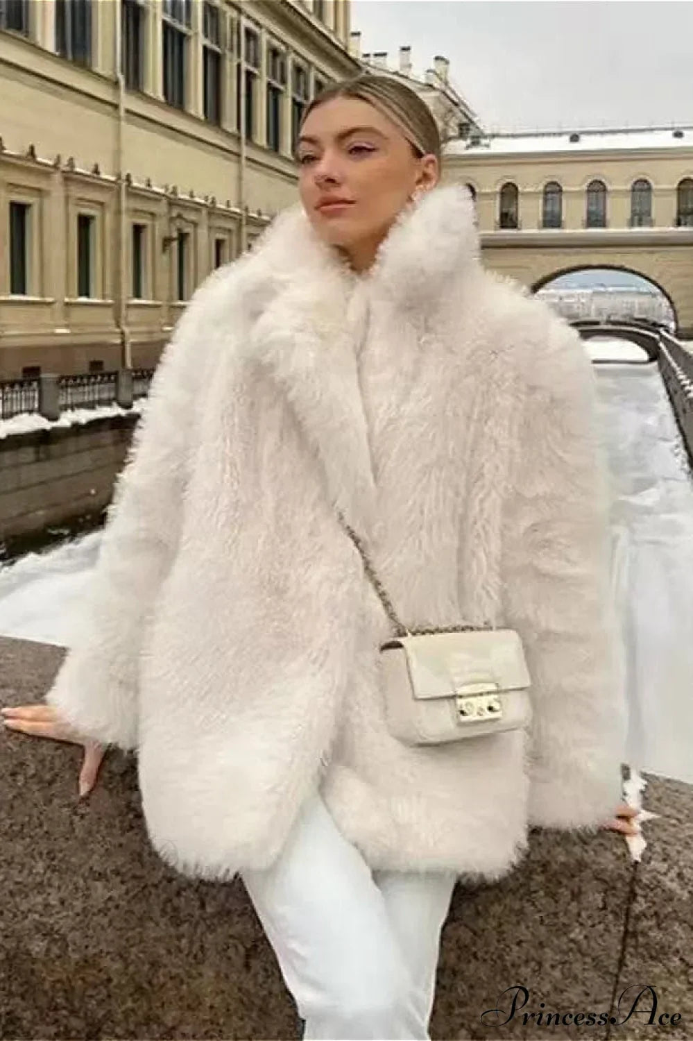 Eco Faux Fur Solid Chic Cropped Coat image 4
