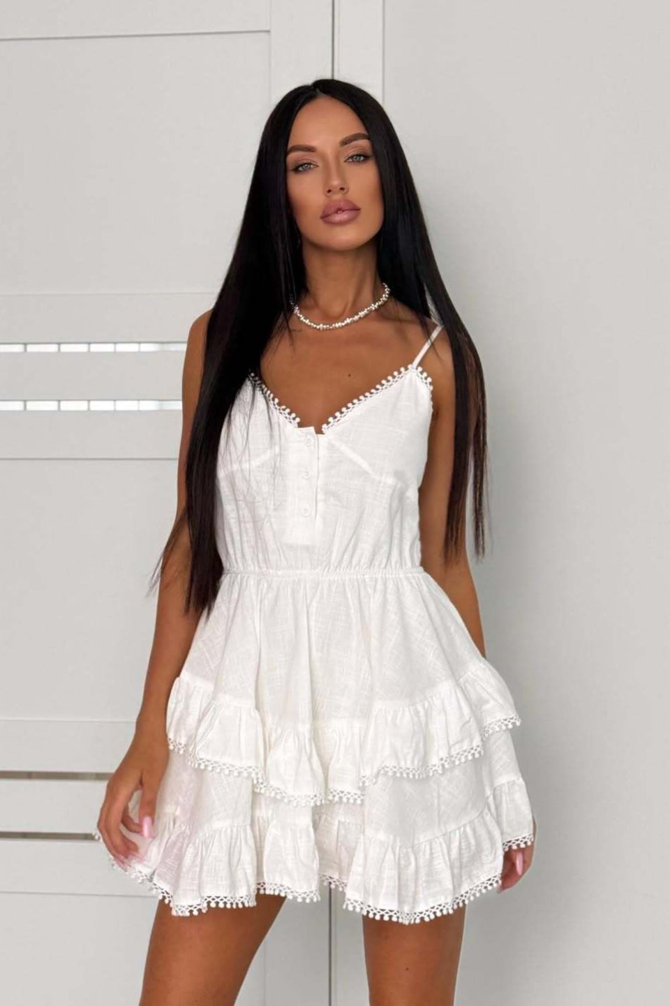 Asymmetric Cami Lace Patchwork Tie Waist Mini Dress image 8