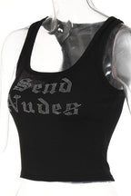 Letter Rhinestone U Neck Tank Top image 7