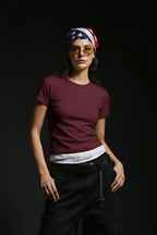 Minimalist Solid Crew Neck Slim Crop T-shirt image 2