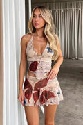 Chic Sheer Halter Neck Crop Top High Rise Skirt Sets image 1