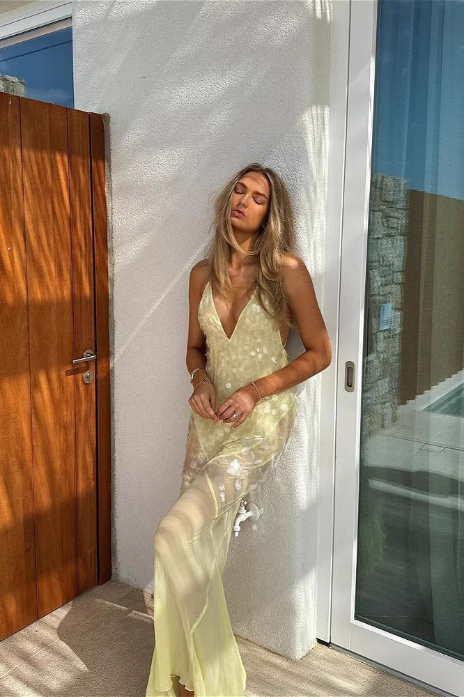 Hollow Sleeveless High Waist Sequin Floral Dress image 3