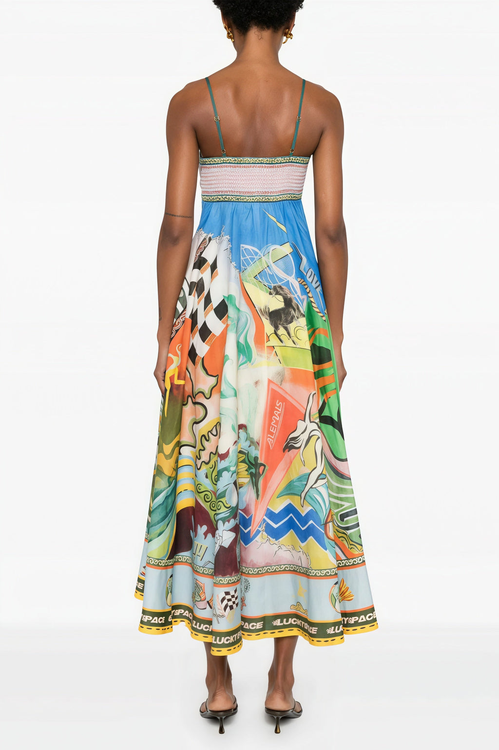 High Waist Print Cami Casual Maxi Dress image 3