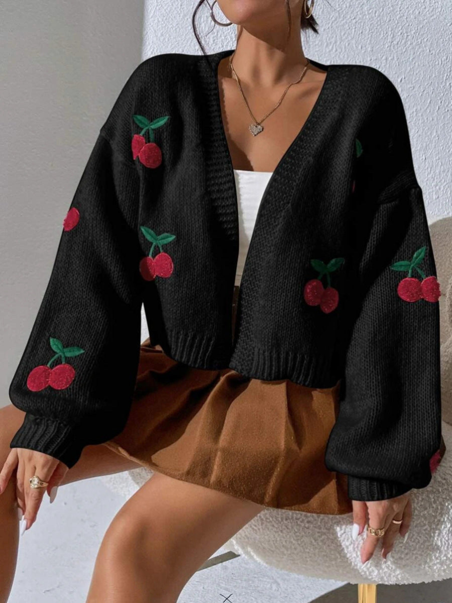 Embroidered Open Front Cardigan image 7