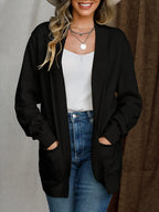 Anya Open Cardigan detail view styled for Avrienne