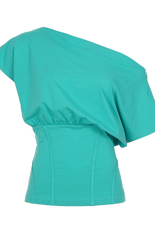 Fresh Mint Asym Slim Waist Blouse image 6