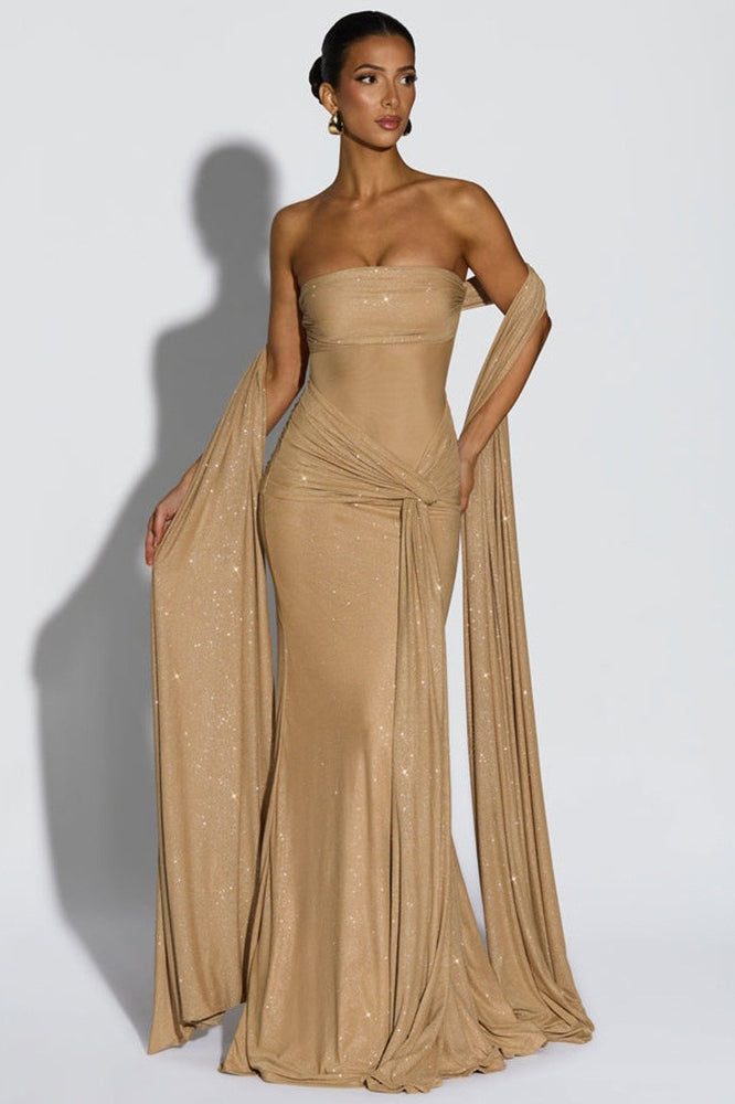 Sexy Elegant Tube Off Shoulder Silver Prom Dress image 5