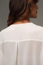 Solid V-Neck Ruffled Flare Sleeve Blouse image 9