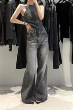 Vintage Washed Straight Wide Leg Jeans image 4