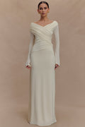 V-Neck Ruched Maxi Boho Dress image 1