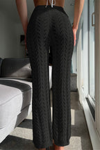 Vacation Knit Hollow Out Tie Flared Pants image 4