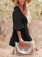 Lace V-Neck Ruffle Mini Boho Dress image 8